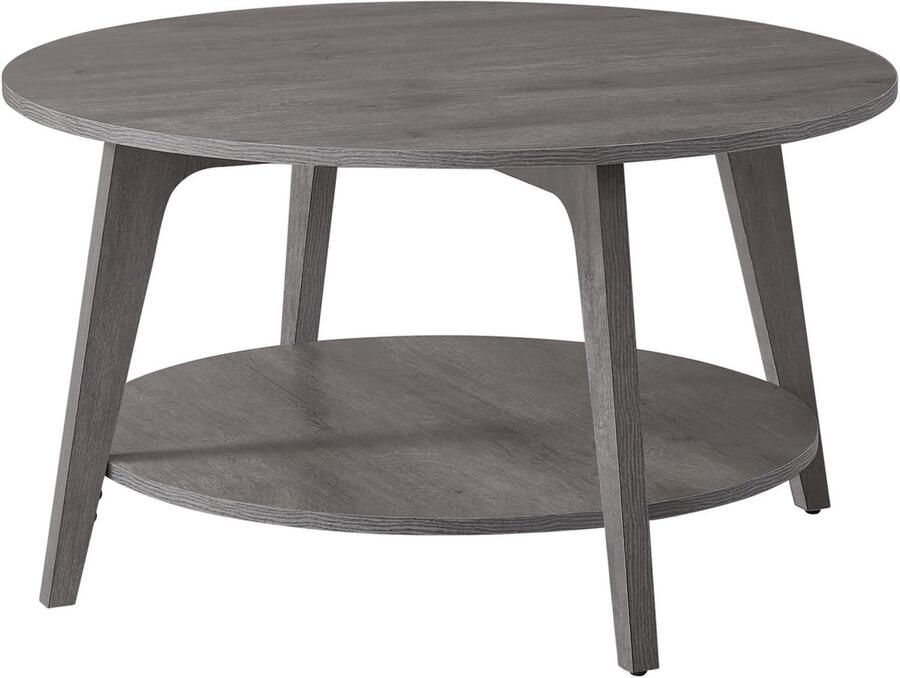 Vasagle Salontafel rond woonkamertafel 2 niveaus koffietafel voor woonkamer 80 cm d 45 cm H eenvoudig te monteren mistgrijs
