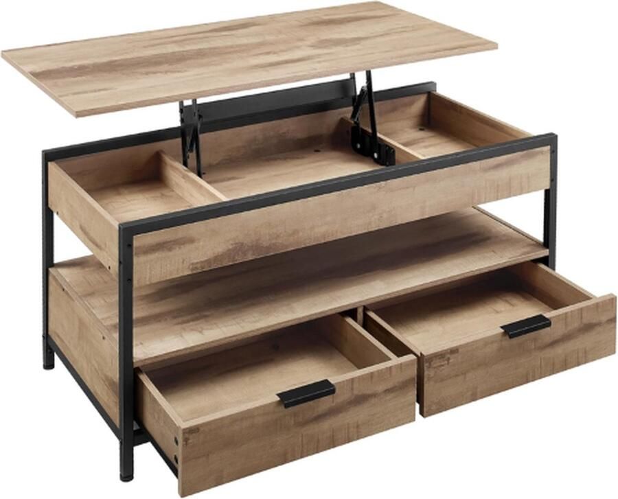 Vasagle Salontafel Salontafels Woonkamer Bijzettafel Bijzettafels Sidetable Salontafel Met Lade Salontafel Met Opbergruimte Salontafel Vierkant Salontafel Industrieel Laptoptafel Bijzettafel Metaal Met Hout