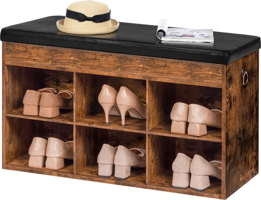 Vasagle Schoenbank Bank Schoenenrek Opbergruimte onder de zitting hal woonkamer slaapkamer Schoenenkast 150 kg draagvermogen 80 x 30 x 44 cm