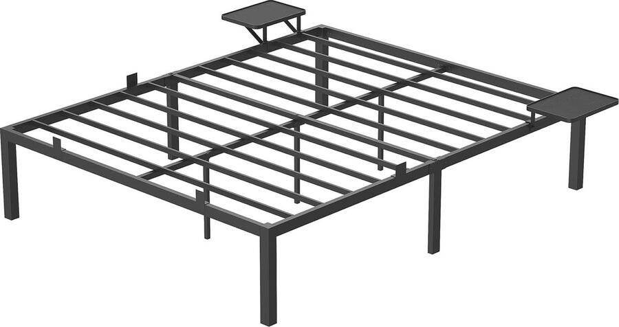 Vasagle tweepersoons ledikant bedombouw metalen ledikant met opbergplanken logeerbed passend voor matras 200 x 160 cm eenvoudig te monteren klassiek zwart