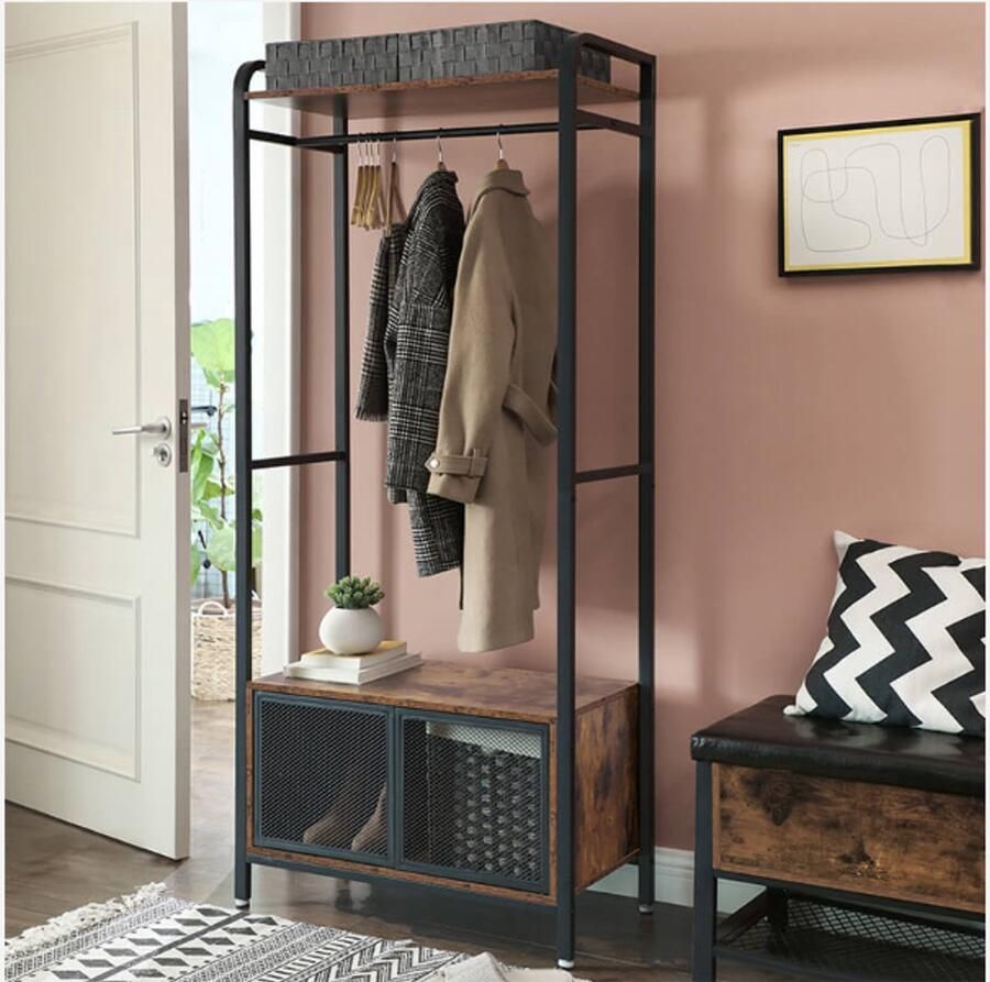 Vasagle Vestiaire kledingrek Roan rustiek bruin zwart