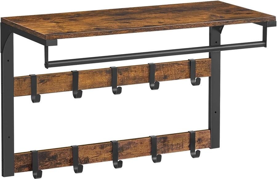 Vasagle VidaLuxe Kapstok Kleding Rek Wand Gemonteerde Kapstok Wand Gemonteerde Rek Rekken Decoratie Rekje Kast Kastje Kasten Plank Planken Woonkamer Keuken Badkamer Garderobe Slaapkamer