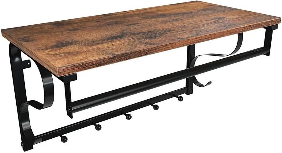 Vasagle VidaLuxe Wand Gemonteerde Rek Kapstok Kapstokje Kledingrek Rek Rekken Decoratie Rekje Kast Kastje Kasten Plank Planken Woonkamer Keuken Boekenkast Archiefkast Garderobekast
