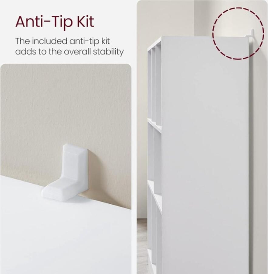 Vasagle Witte houten open boekenkast met laden vrijstaand opbergelement 97.5x30x100cm - Foto 2