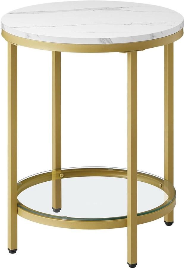 ‎VASAGLE Zijtafel Nachtkastje 2 Tier Hout Spaanplaat Gehard Glas Woonkamer Studie Kleine Ruimte