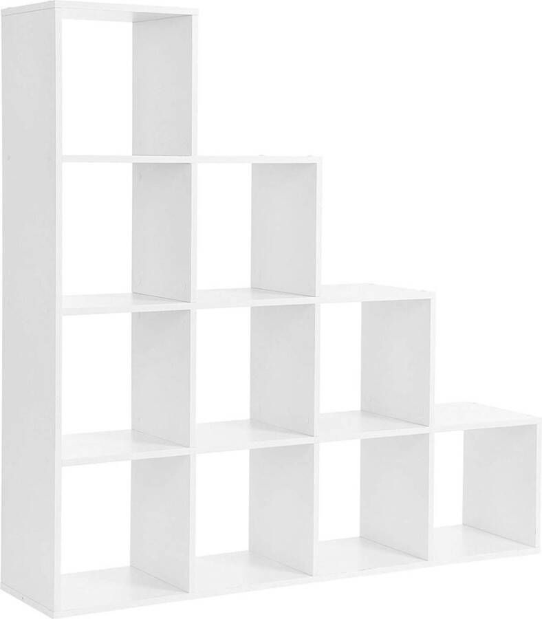 Vasagle Witte Opbergkast Display kast met 10 Kubusvakken Boekenkast Room divider Kubus kast