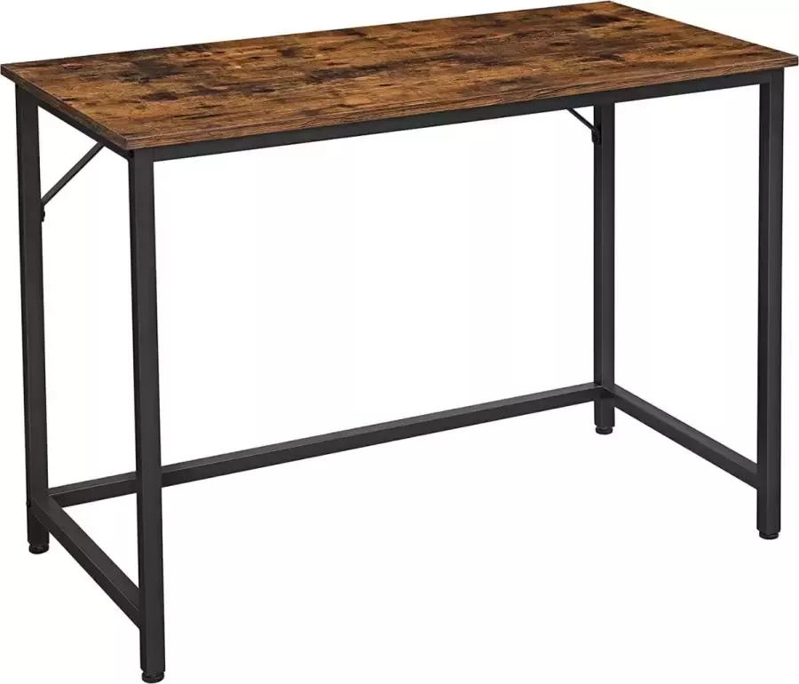 Vasagle WoW Shop bureau computer bureau smalle kantoortafel 100 x 50 x 75 cm studie thuiskantoor kantoor eenvoudige constructie metaal industriële vormgeving vintage bruin-zwart