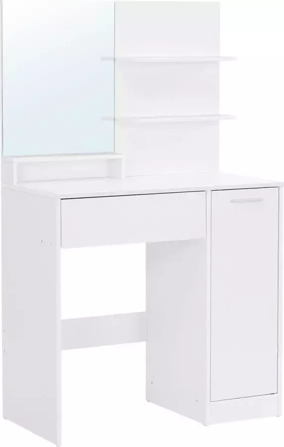 Vasale Kaptafel met spiegel Make up tafel Toilettafel Inclusief opbergruimte Wit