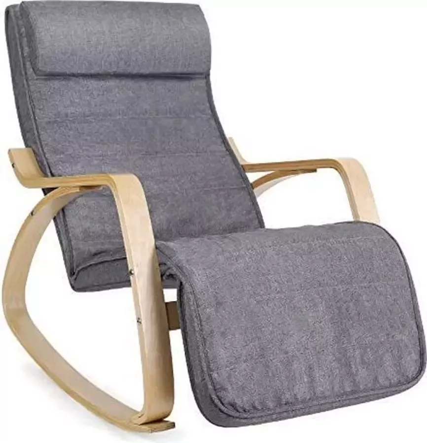 VASGALE Trend24 Schommelstoel Stoel Relaxfauteuil verstelbaar Relaxstoel Ligstoel 55 x 80 x 91 cm Grijs