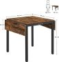 VASGALE Eettafel Keukentafel Eetkamertafel Inklapbaar 2 tot 4 personen Industrieel 120 x 78 x 76 2 cm MDF- Staal Bruin Zwart - Thumbnail 2