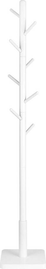 VASGALE Kapstok hout Kapstok staand Garderoberek Halmeubel 8 haken ‎30 x 30 x 175 cm Wit