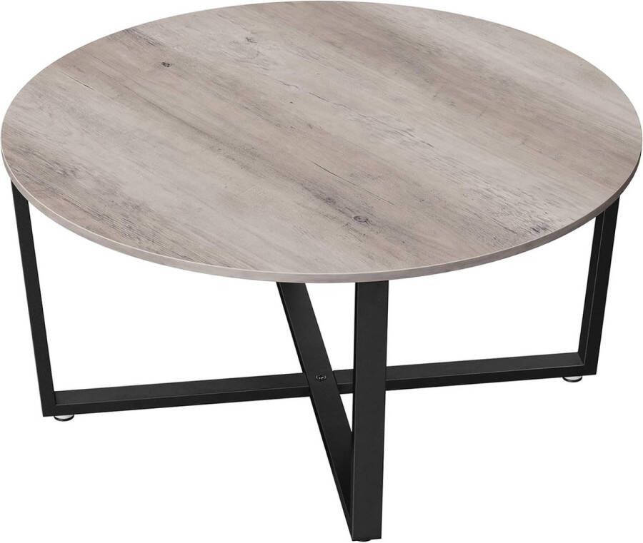 VASGALE Salontafel rond Salontafel industrieel Koffietafel 88 x 88 x 47 cm Spaanplaat Staal Grijs Zwart