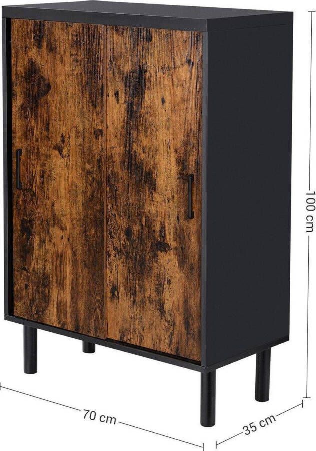 VASGALE Trend24 Schoenenkast Opbergkast Halkast Opbergkast binnen 70 x 35 x 100 cm Rustiek bruin Zwart