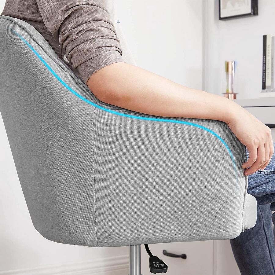 VASGALE Bureaustoel voor volwassenen Computerstoel Max. 120 kg Met armleuningen Lichtgrijs