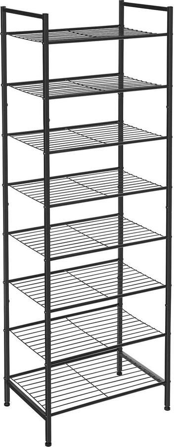 VASGALE Schoenenkast Schoenenrek Schoenen organizer Schoenen opbergsysteem Tot 24 paar schoenen 8 niveaus 44.6 x 30.5 x 128.5 cm Zwart