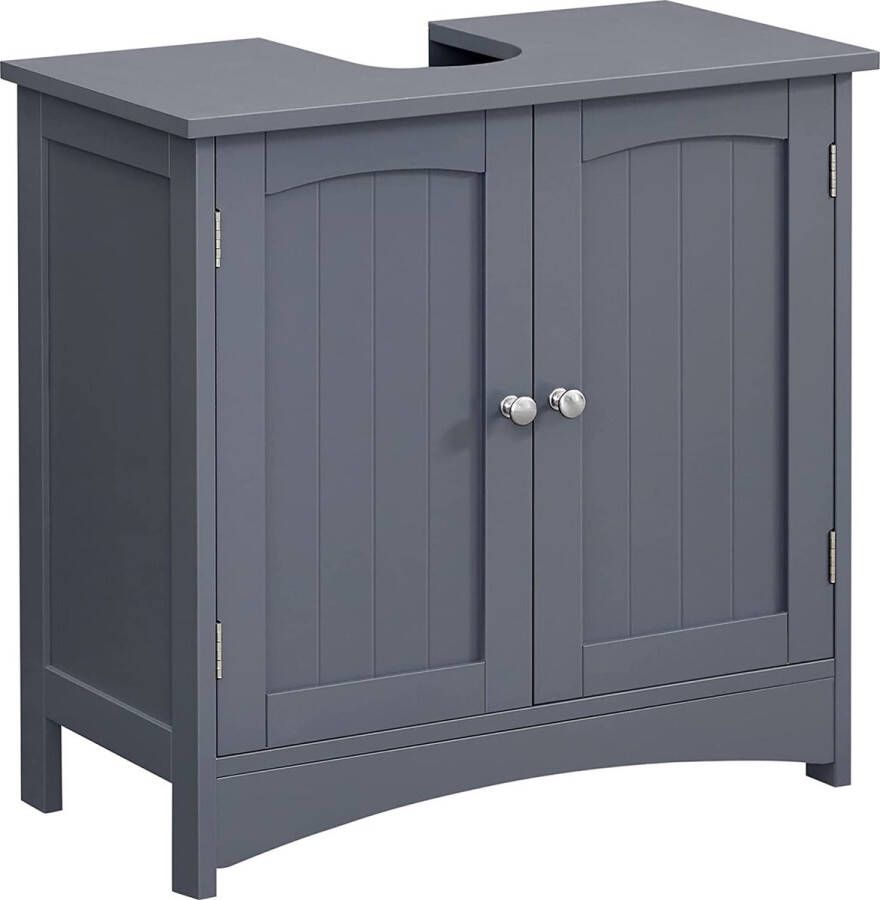 VASGALE Wastafel onderkast met uitsparing Wastafelmeubel Badkamer onderkast Badkamerkast Met deuren 60 x 30 x 60 cm MDF Grijs