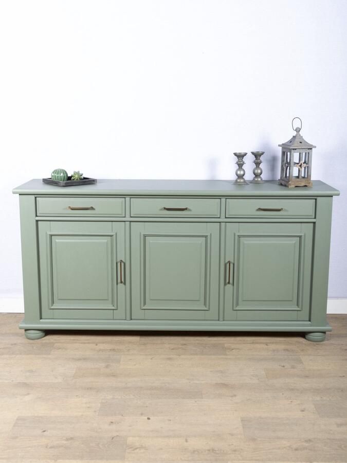 Vavivo Grijsgroen dressoir Groene kast Woonkamerkast Uniek dressoir Grijs