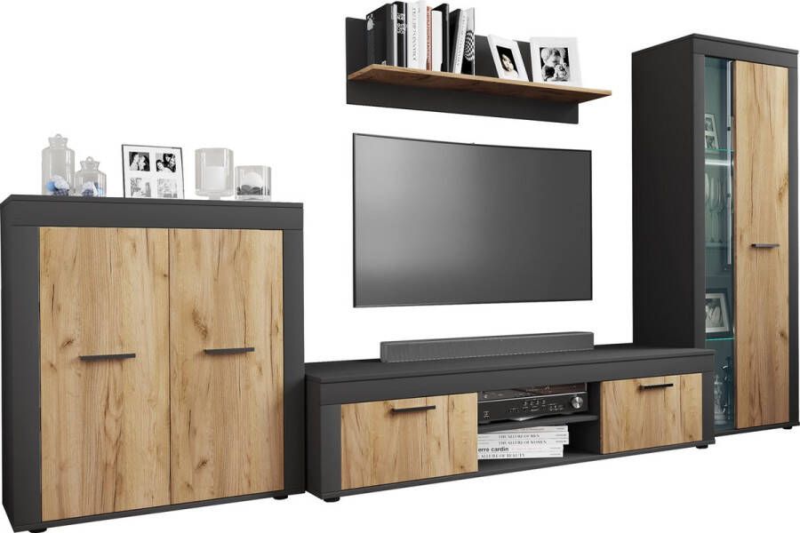 Vcm 4-delig TV lowboard TV meubel Wandmeubel Woonkamer Wandmeubel Usilo XL 4-delig TV lowboard TV meubel Wandmeubel Woonkamer Wandmeubel Usilo XL