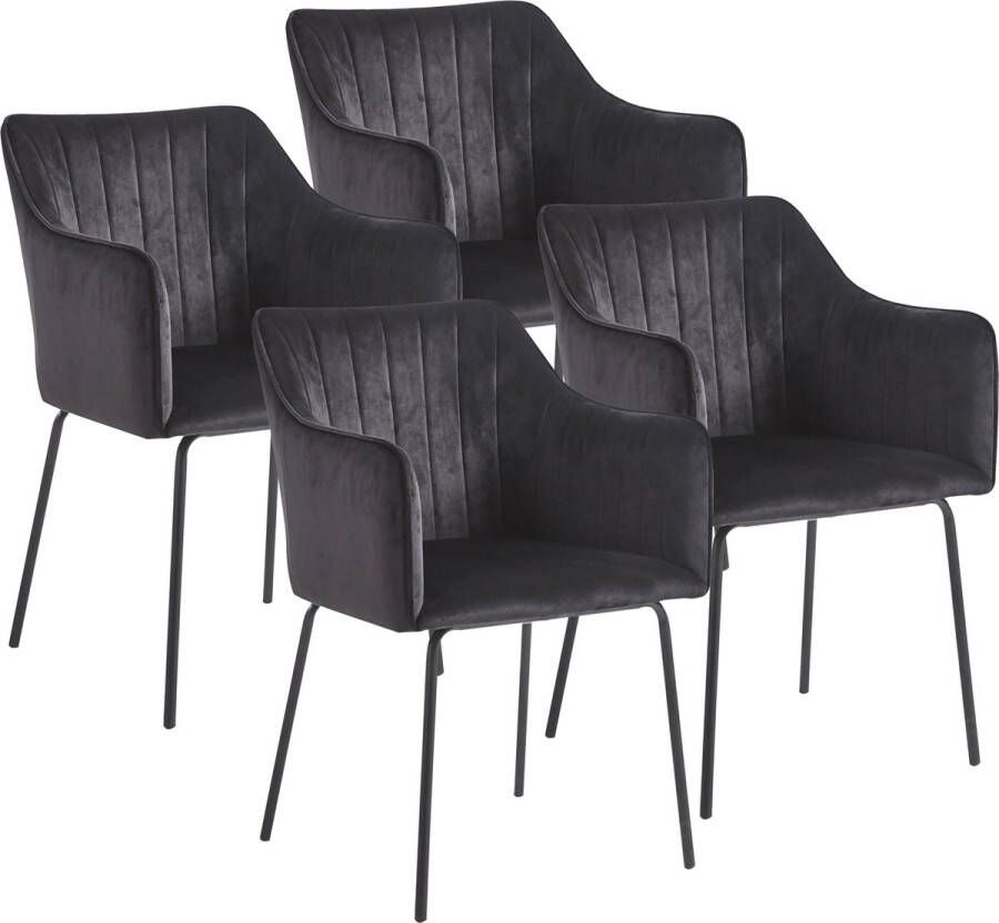 Vcm 4er Esszimmerstuhl skandinavischer gepolsterter Küchenstuhl Stuhl Esszimmer Esstischtisch Armlehne Rückenlehne Valia