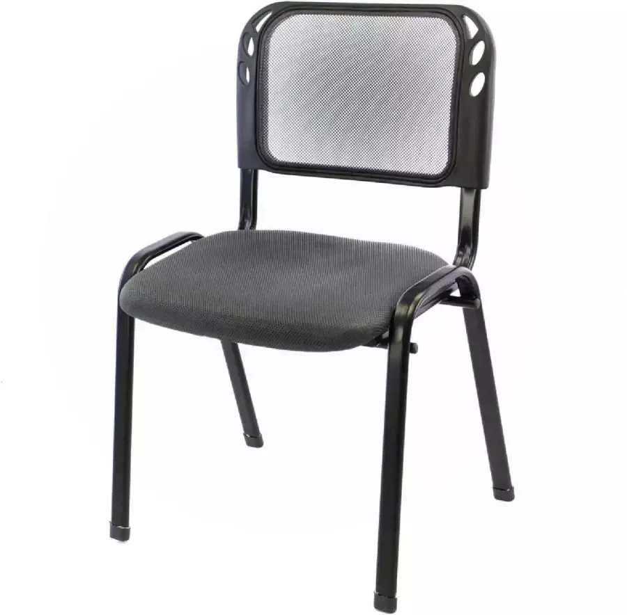 Vcm Bezoekerstoel Bureaustoel Conferentiestoel Zitting Grijs Gestoffeerd Stapelbaar