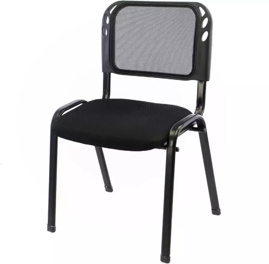 Vcm Bezoekerstoel Bureaustoel Conferentiestoel Zitting Zwart Gestoffeerd Stapelbaar