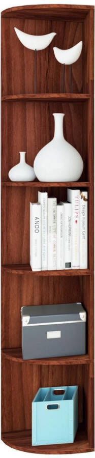 Vcm Hoekkast vakkenkast Vandol XL hoog 178 cm noten kleur