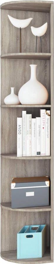 Vcm Hoekkast vakkenkast Vandol XL hoog 178 cm Sonoma eiken kleur