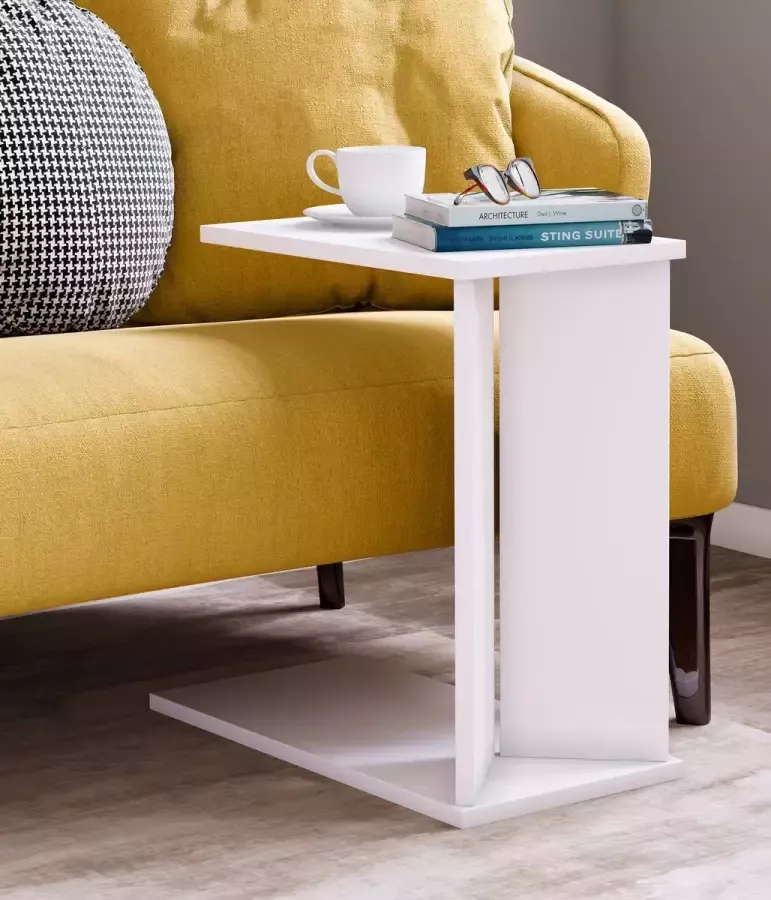 Vcm Holz Beistelltisch Couchtisch schlicht Maße ca. H. 49 x B. 25 x T. 50 cm Wohnzimmertisch mit zwei Fächern Kaffeetisch Nachto M - Foto 3