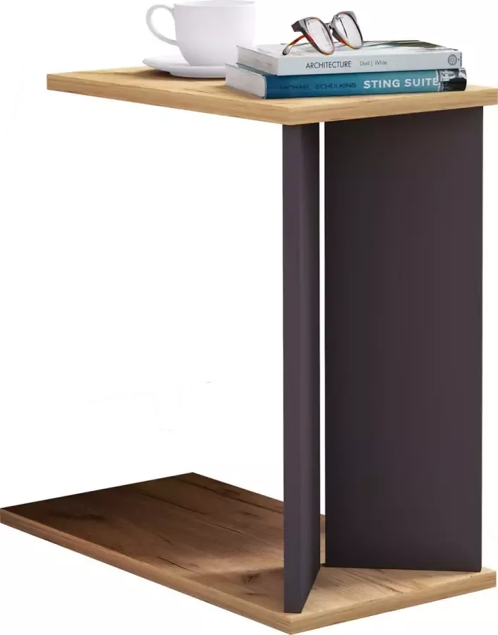 Vcm Holz Beistelltisch Couchtisch schlicht Maße ca. H. 49 x B. 25 x T. 50 cm Wohnzimmertisch mit zwei Fächern Kaffeetisch Nachto M