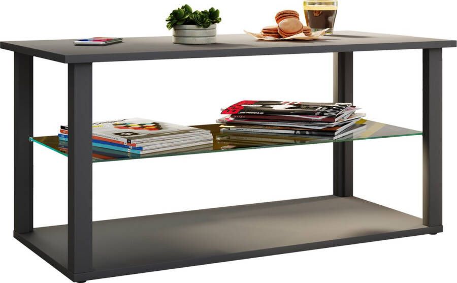 Vcm Holz Couchtisch Sofatisch Wohnzimmertisch Beistelltisch Glas Wanilo L - Foto 2