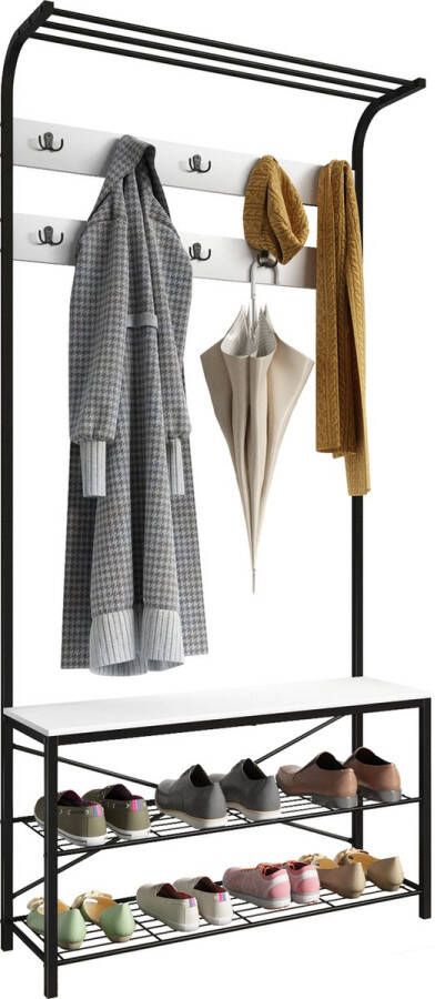 Vcm Houten metalen bank schoenenkast schoenenrek kapstok kapstokTaliro Houten metalen bank schoenenkast schoenenrek kapstok kapstokTaliro