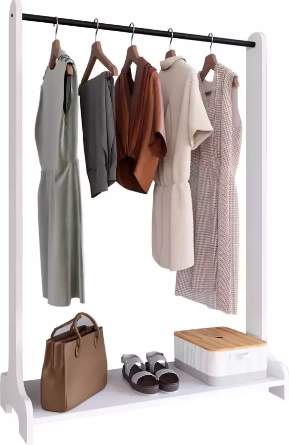 Vcm Houten open garderobe inloop kledingrek kledingroede Lempu H. 128 cm Houten open garderobe inloop kledingrek kledingroede Lempu H. 128 cm