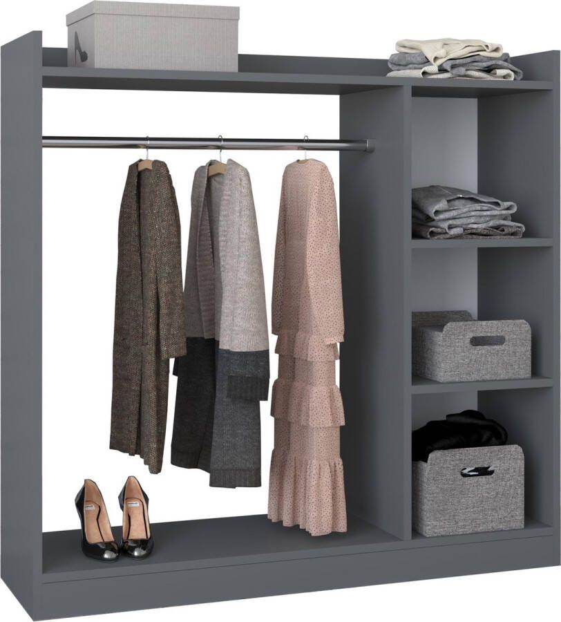 Vcm Holz offener Kleiderschrank begehbarer Kleiderregal Schrank Kleiderstange Palosa M