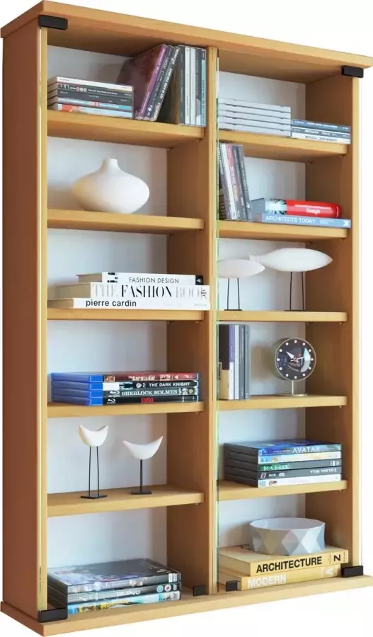 Vcm Houten CD DVD wandplank Hangende plank Wandkast Wandvitrinekast Zuntisa glazen deur Houten CD DVD wandplank Hangende plank Wandkast Wandvitrinekast Zuntisa glazen deur - Foto 2