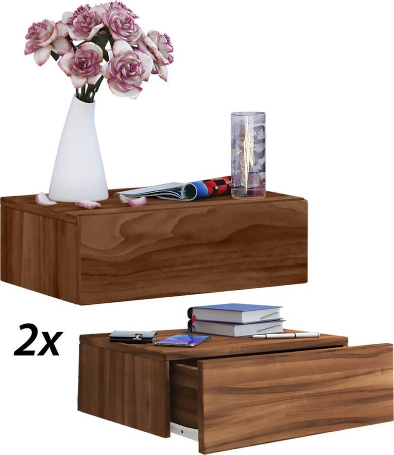 Vcm Houten Halmeubels Decoratieve Wandplank Wandlade Blado-2x1 Houten Halmeubels Decoratieve Wandplank Wandlade Blado-2x1 - Foto 1
