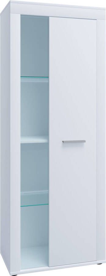 Vcm Houten ladekast Dressoir Highboard Vitrinekast Woonkamerkast Usilo Draaideur Glas