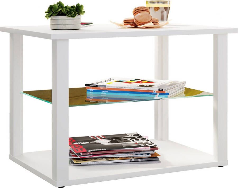 Vcm Houten Salontafel Sofatafel Woonkamertafel Bijzettafel Glas Wanilo M