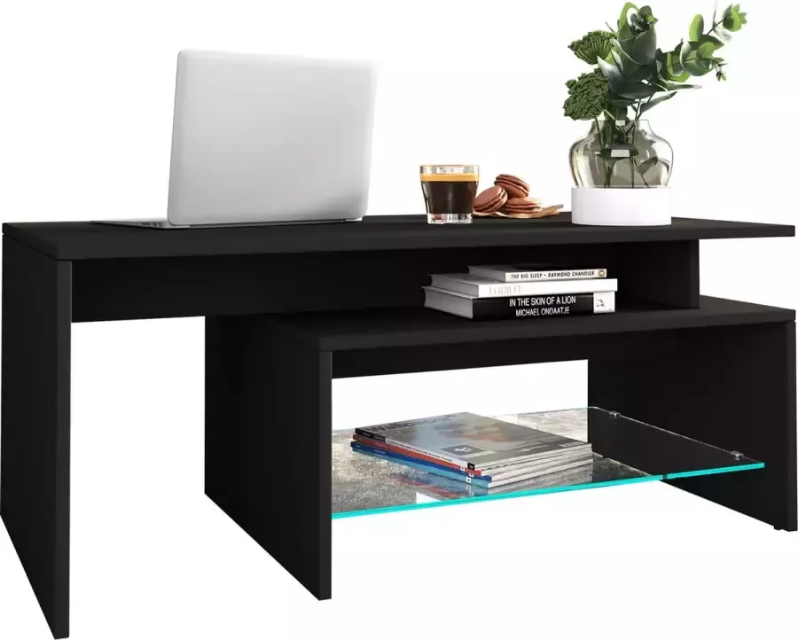 Vcm Houten Salontafel Sofatafel Woonkamertafel Bijzettafel Lade Glas Pilas Houten Salontafel Sofatafel Woonkamertafel Bijzettafel Lade Glas Pilas
