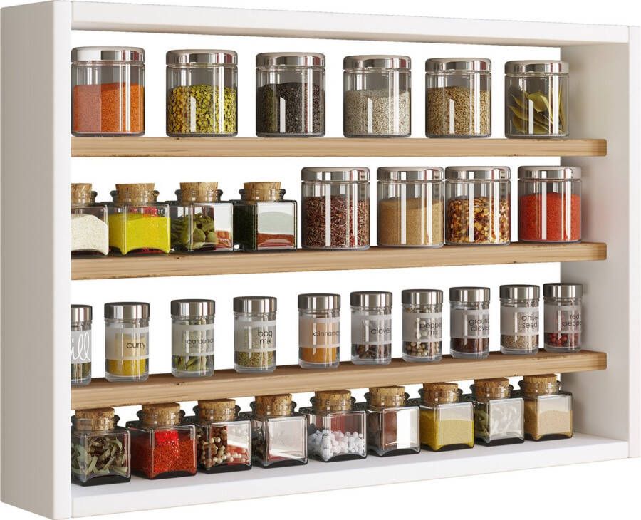 Vcm Houten wandplank keukenkruiden keukenverzamelaar vitrinekast Esaldi M Houten wandplank keukenkruiden keukenverzamelaar vitrinekast Esaldi M