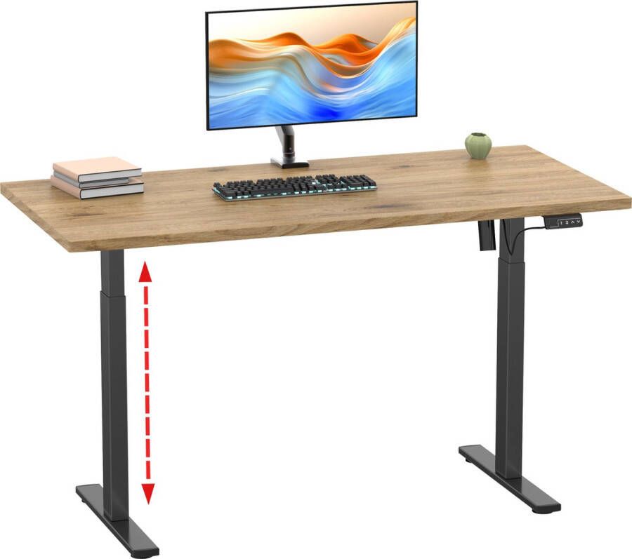 Vcm In hoogte verstelbaar bureau traploze elektrische hoogteverstelling Lona 140x50 Zwart