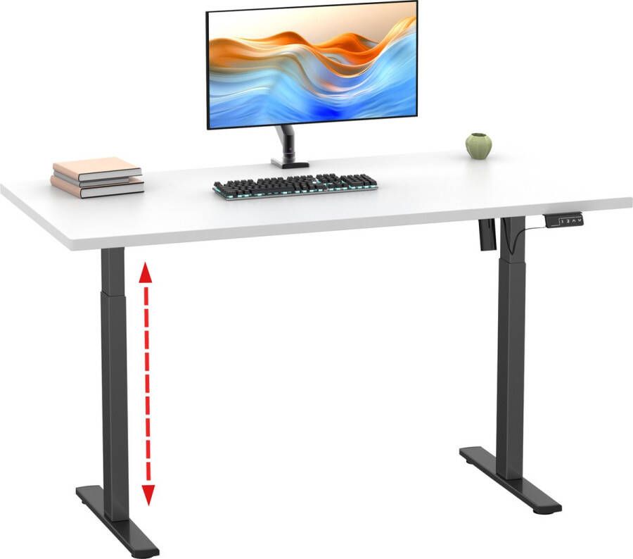 Vcm In hoogte verstelbaar bureau traploze elektrische hoogteverstelling Lona 140x80 Zwart