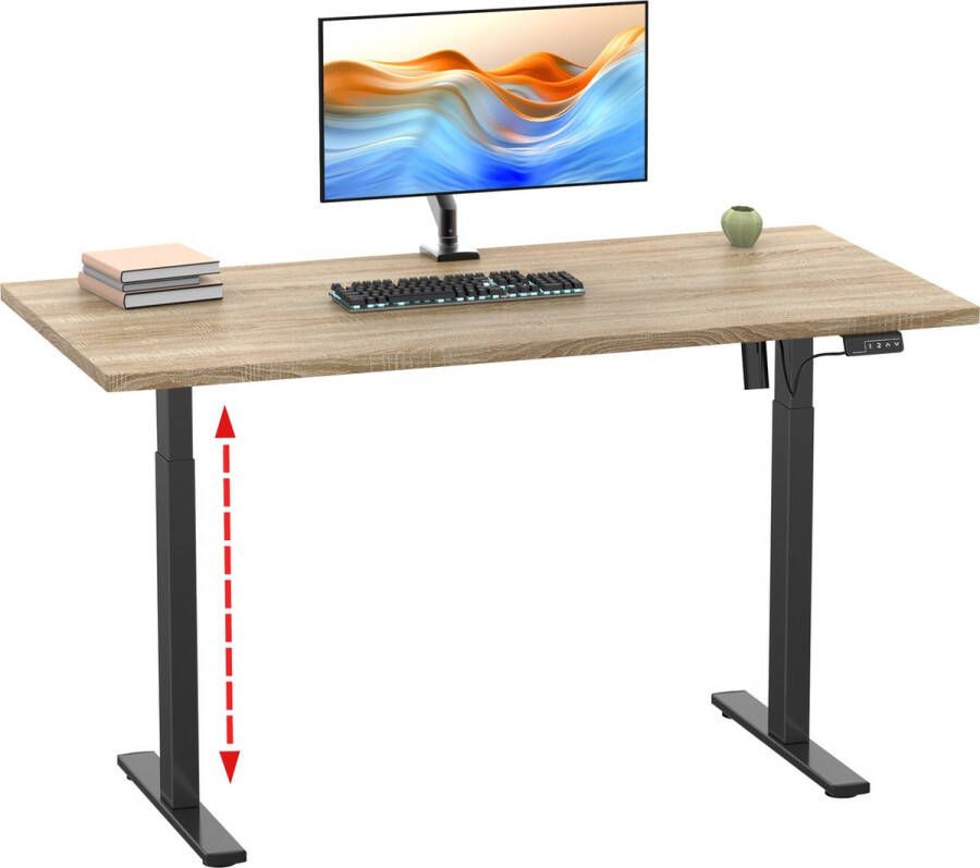 Vcm In hoogte verstelbaar bureau traploze elektrische hoogteverstelling Lona 140x80 Zwart