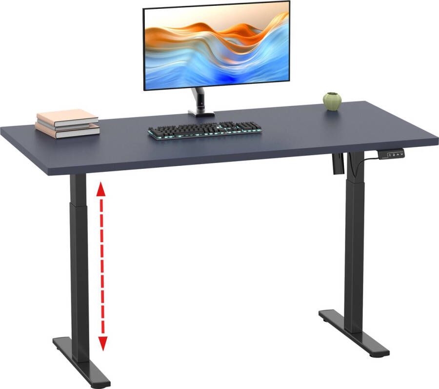 Vcm In hoogte verstelbaar bureau traploze elektrische hoogteverstelling Lona 140x80 Zwart