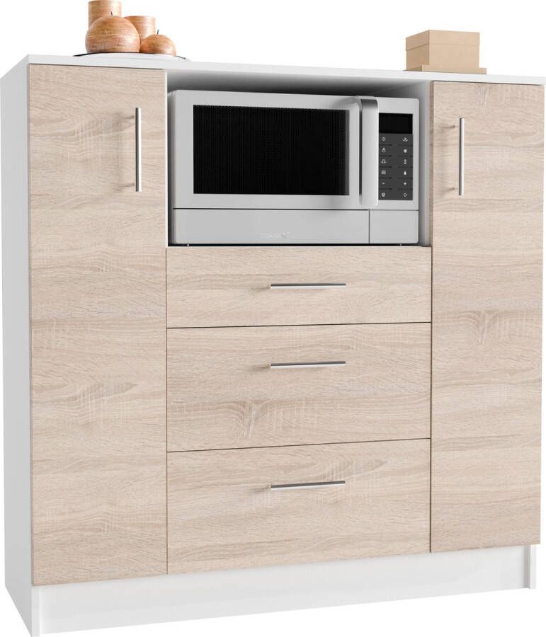 Hioshop Esilo keuken planken rekken kast 2 deuren 2 laden 1 plank eik decor wit. - Foto 2