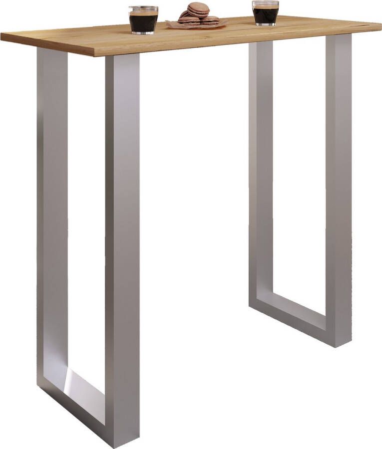 Vcm Premium Holz Alu Bartisch Tresen Stehtisch Bistrotisch Bartresen Tisch Xona 110x50 cm