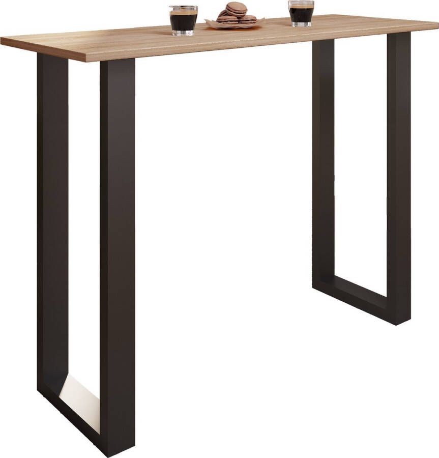 Vcm Premium houten aluminium bartafel bistrotafel barbalietafel Xona 140x50 cm Premium houten aluminium bartafel bistrotafel barbalietafel Xona 140x50 cm
