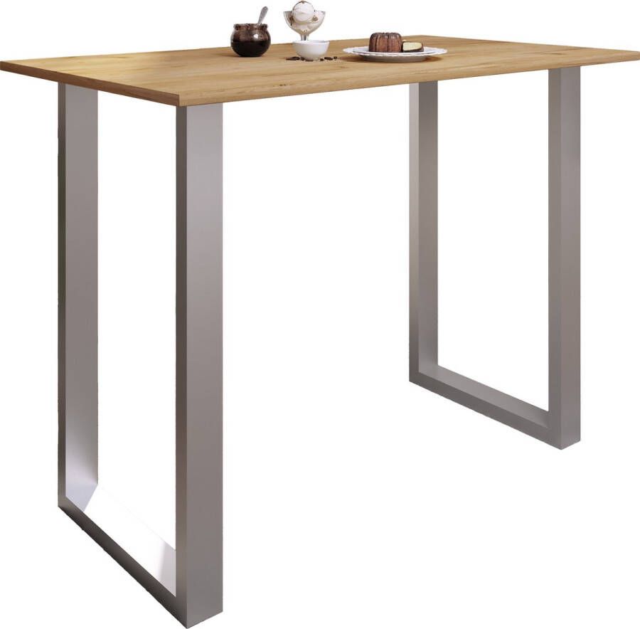 Vcm Premium houten aluminium bartafel bistrotafel barbalietafel Xona 140x80 cm Premium houten aluminium bartafel bistrotafel barbalietafel Xona 140x80 cm