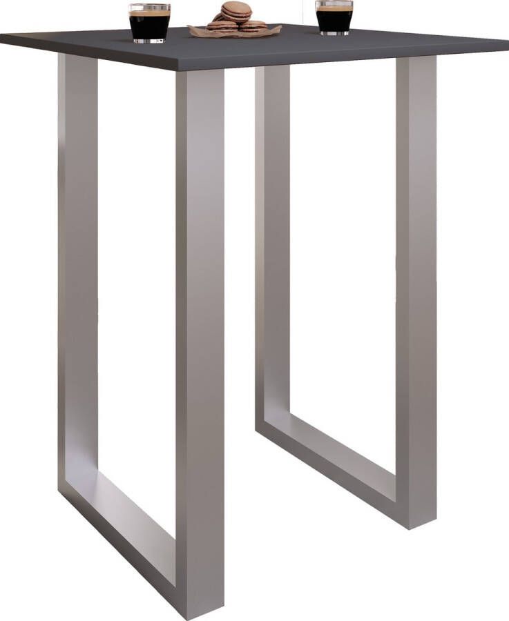 Vcm Premium houten aluminium bartafel bistrotafel barbalietafel Xona 80x50 cm Premium houten aluminium bartafel bistrotafel barbalietafel Xona 80x50 cm