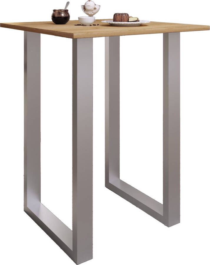 Vcm Premium houten aluminium bartafel bistrotafel barbalietafel Xona 80x80 cm Premium houten aluminium bartafel bistrotafel barbalietafel Xona 80x80 cm