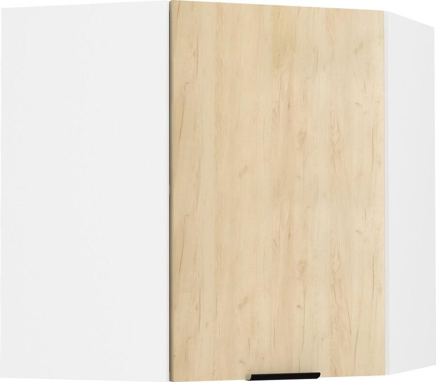 Vcm Küchenschrank hängend Maße ca. H. 60 x B. 57 x T. 57 cm Eckschrank Hängeschrank mit zwei Fächern Küchenmöbel Fasola